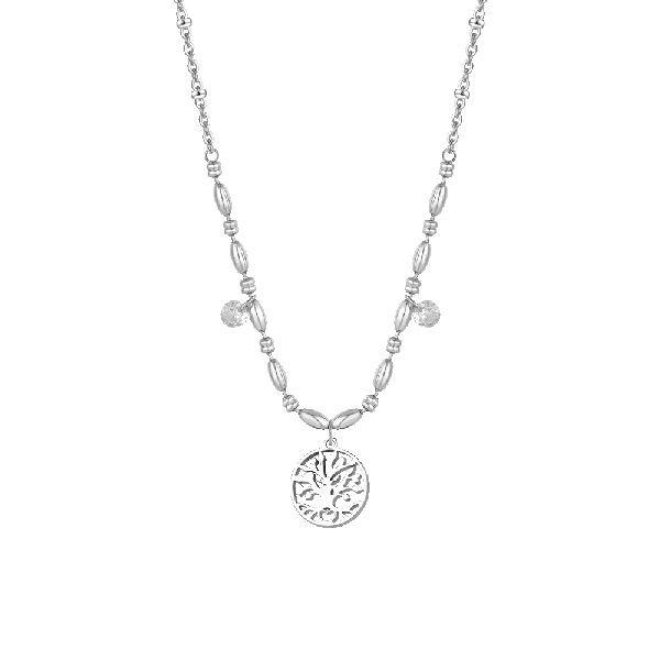 COLLANA DONNA IN ACCIAIO CON ALBERO DELLA VITA E ZIRCONI BIANCHI