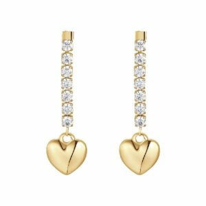 ORECCHINI DONNA IN ACCIAIO IP GOLD CON CUORE E ZIRCONI BIANCHI