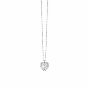 COLLANA DONNA IN ACCIAIO CON CUORE CON ZIRCONI BIANCHI
