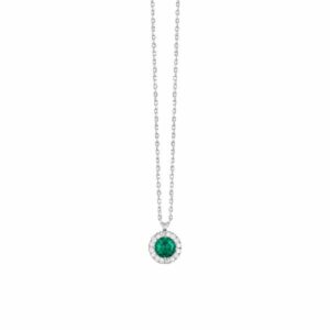 COLLANA DONNA IN ACCIAIO CON ELEMENTO CON ZIRCONI VERDI E BIANCHI