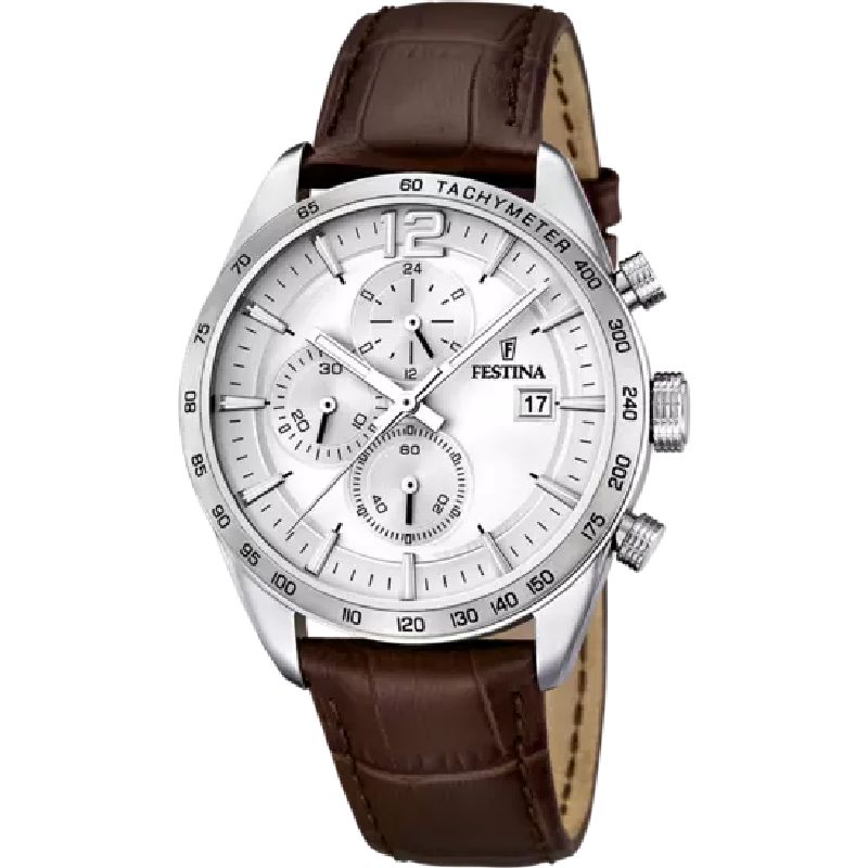 OROLOGIO FESTINA TIMELESS CHRONOGRAPH F16760/1 ARGENTO CINTURINO IN PELLE, UOMO