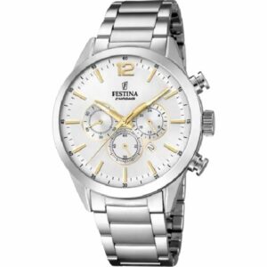 OROLOGIO FESTINA TIMELESS CHRONOGRAPH F20343/1 ARGENTO CON CINTURINO IN ACCIAIO, UOMO.