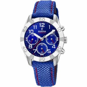 OROLOGIO FESTINA JUNIOR COLLECTION F20346/2 BLU CON CINTURINO IN PELLE, PER BAMBINI