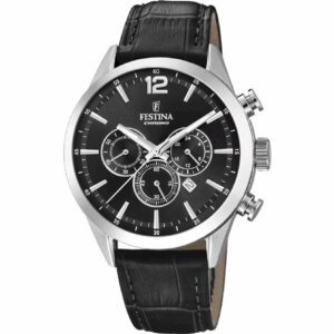 OROLOGIO FESTINA TIMELESS CHRONOGRAPH F20542/5 NERO CINTURINO IN PELLE, UOMO