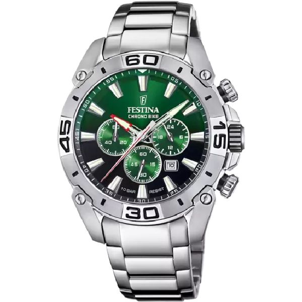 OROLOGIO FESTINA CHRONO BIKE 2021 F20543/3 CON CINTURINO IN ACCIAIO VERDE, UOMO.