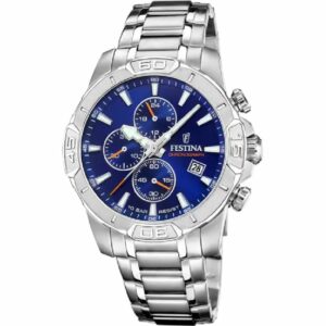 OROLOGIO FESTINA TIMELESS CHRONOGRAPH F20704/2 AZZURO CINGHIA ACCIAIO INOSSIDABILE 316L, UOMO