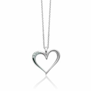 Collana in oro bianco e diamanti con cuore pendente