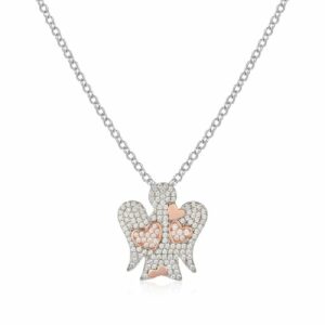 Collana in Argento con Angelo Cuori e Zirconi