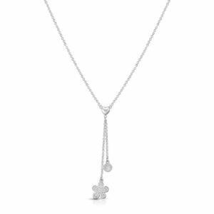 Collana in argento con fiore e paillettes