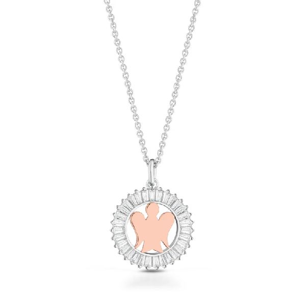Collana angelo in argento rosato con zirconi bianchi