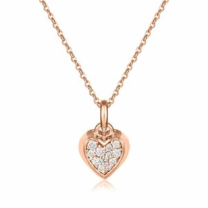 Collana con cuore in oro rosa e diamanti brown