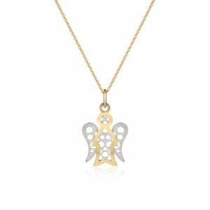Collana con Angelo Bicolore e corpo traforato.&nbsp;