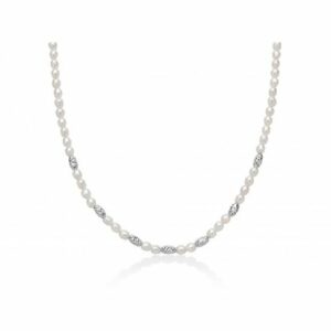 Collana Pepite di perle alternata da elementi diamantati in argento