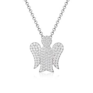 Collana con Angelo in Argento e Zirconi