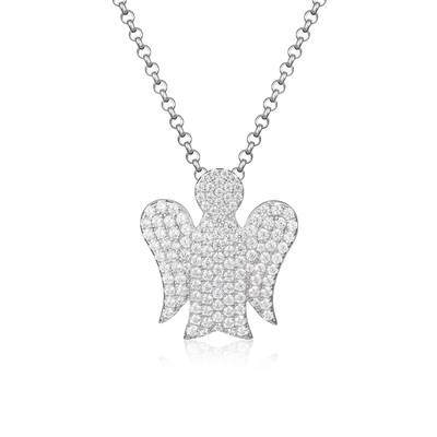 Collana con Angelo in Argento e Zirconi