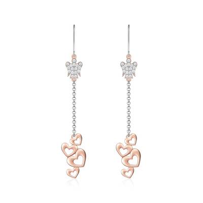 Orecchini con Angeli e Cuori in Argento