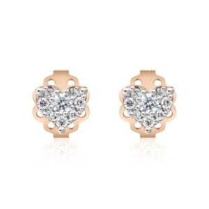 Orecchini in oro rosa con cuore di diamanti
