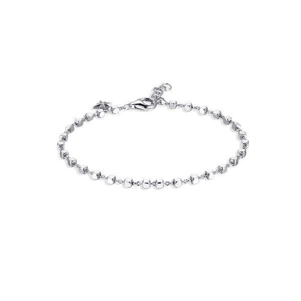 Bracciale personalizzabile in argento 925‰ con catena a cubetti