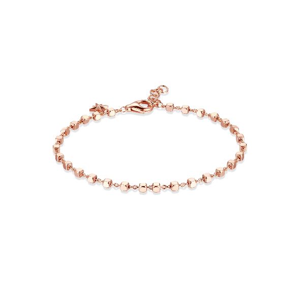 Bracciale personalizzabile in argento 925‰ e placcatura oro rosa con catena a cubetti