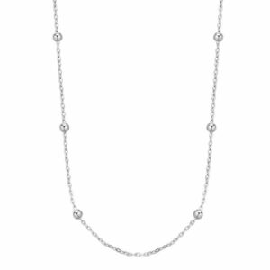 Collana corta in argento 925&permil;, catena forzatina con palline