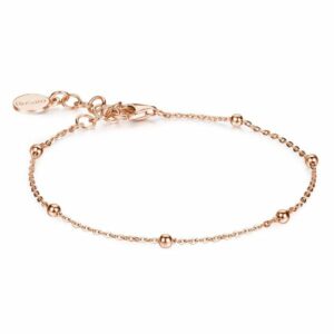 Bracciale morbido con palline in argento 925&permil;, placcatura oro rosa