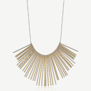 Collana in acciaio 316L e finitura pvd oro 14K, con pendente con barrette.