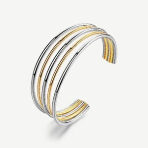 Bracciale rigido in acciaio 316L e finitura pvd oro 14K