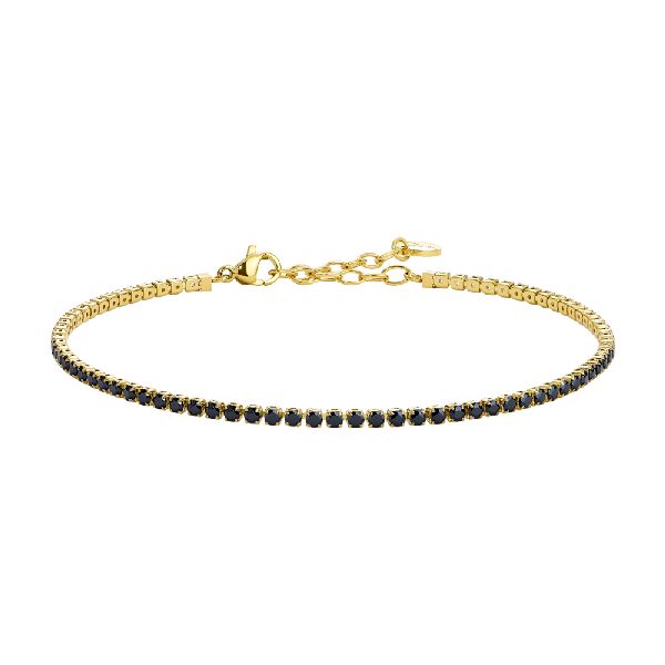 BRACCIALE UOMO IN ACCIAIO IP GOLD CON ZIRCONI NERI