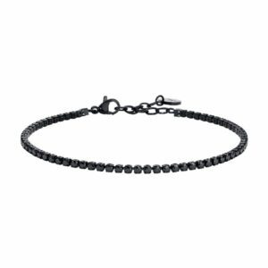 BRACCIALE UOMO IN ACCIAIO IP NERO CON ZIRCONI NERI
