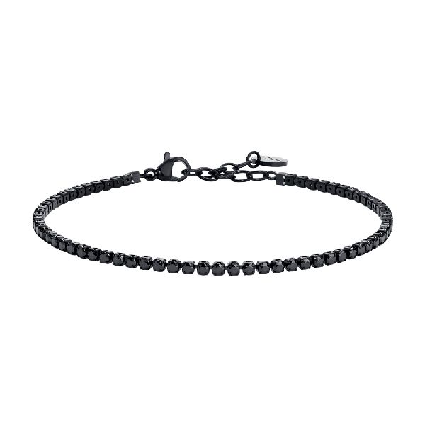 BRACCIALE UOMO IN ACCIAIO IP NERO CON ZIRCONI NERI