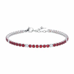 BRACCIALE UOMO IN ACCIAIO CON ZIRCONI ROSSI E BIANCHI