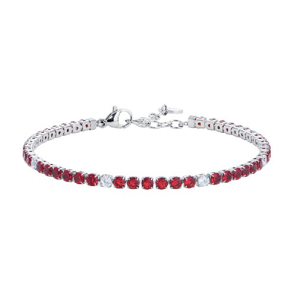 BRACCIALE UOMO IN ACCIAIO CON ZIRCONI ROSSI E BIANCHI