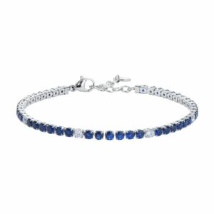 BRACCIALE UOMO IN ACCIAIO CON ZIRCONI BLU E BIANCHI