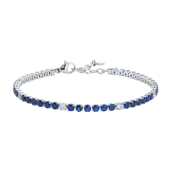 BRACCIALE UOMO IN ACCIAIO CON ZIRCONI BLU E BIANCHI