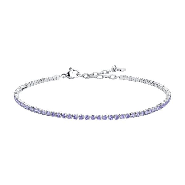 CAVIGLIERA DONNA IN ACCIAIO CON ZIRCONI VIOLA