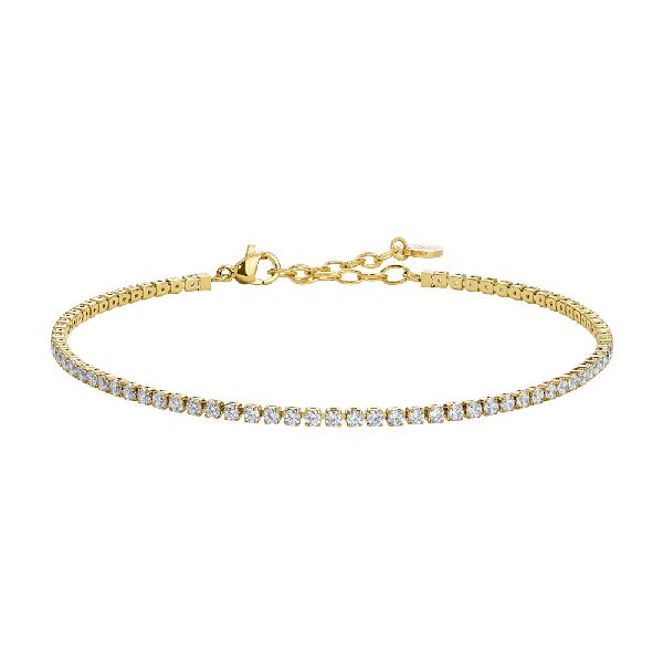 CAVIGLIERA DONNA IN ACCIAIO IP GOLD CON ZIRCONI BIANCHI