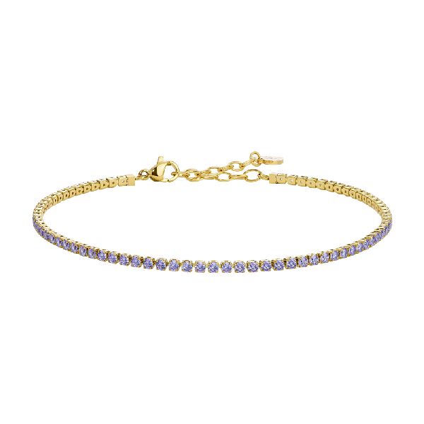 CAVIGLIERA DONNA IN ACCIAIO IP GOLD CON ZIRCONI VIOLA