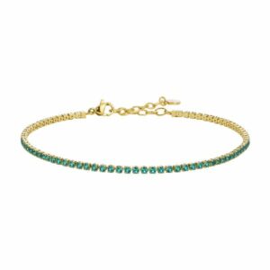 CAVIGLIERA DONNA IN ACCIAIO IP GOLD CON ZIRCONI VERDI