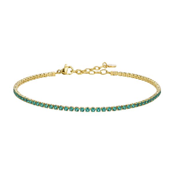 CAVIGLIERA DONNA IN ACCIAIO IP GOLD CON ZIRCONI VERDI