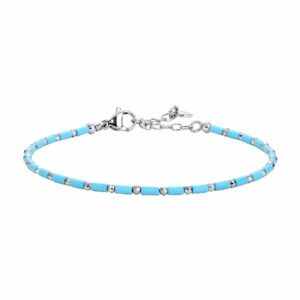 BRACCIALE UOMO IN ACCIAIO CON PIETRE TURCHESU ED EMATITE