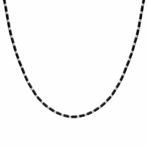 COLLANA UOMO IN ACCIAIO CON AGATA NERA ED EMATITE