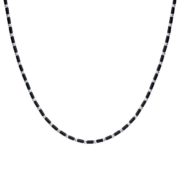 COLLANA UOMO IN ACCIAIO CON AGATA NERA ED EMATITE