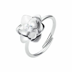 ANELLO DONNA IN ACCIAIO, FIORE CON ZIRCONE BIANCO