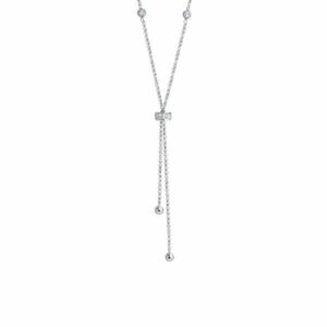 COLLANA DONNA IN ACCIAIO, BUSSOLOTTO ED ELEMENTI CON ZIRCONI BIANCHI