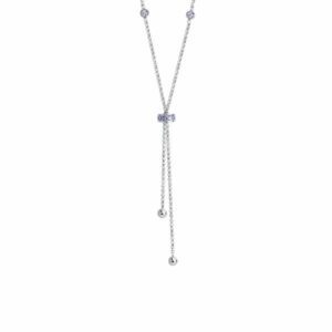 COLLANA DONNA IN ACCIAIO, BUSSOLOTTO ED ELEMENTI CON ZIRCONI VIOLA