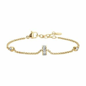 BRACCIALE DONNA IN ACCIAIO IP GOLD, BUSSOLOTTO ED ELEMENTI CON ZIRCONI BIANCHI