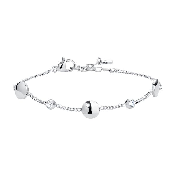 BRACCIALE DONNA IN ACCIAIO CON ELEMENTI IN ACCIAIO E CRISTALLI BIANCHI