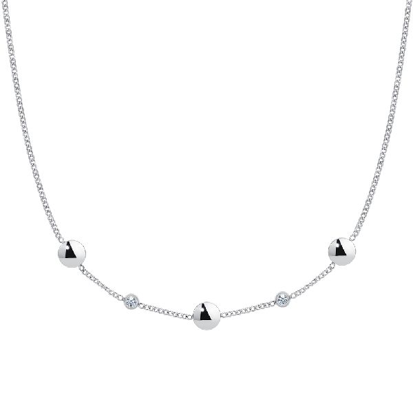 COLLANA DONNA IN ACCIAIO CON ELEMENTI IN ACCIAIO E CRISTALLI BIANCHI