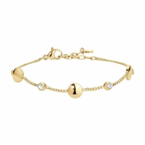 BRACCIALE DONNA IN ACCIAIO CON ELEMENTI IN ACCIAIO IP GOLD E CRISTALLI BIANCHI
