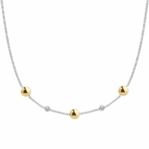 COLLANA DONNA IN ACCIAIO CON ELEMENTI IN ACCIAIO IP GOLD E CRISTALLI BIANCHI